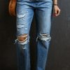 High Waist Straight Jeans: Casual Style In Light Blue