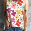 White Cute Floral Print Vest