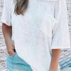 White Exposed Seam Detail Loose T-shirt