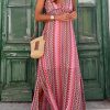 Red Halter Neck Tribal Boho Printed Backless Maxi Dress