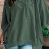 Laurel Green Exposed Seam Chest Pocket Split Loose T Shirt