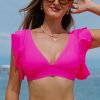 Adjustable Padded V-Neck Swim Top - Summer Beachwear