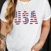 White Sequin American Flag USA Graphic Plus Size T Shirt