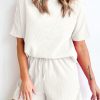 Versatile And Cozy Women's White Waffle Knit Shorts Set