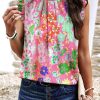 Pink Frilled Collar Floral Vest