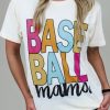 White Baseball Mama Multi Color Graphic Tee