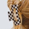 Black Checkered Print Hollow Out Hair Clip