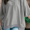 Light Grey Exposed Seam Chest Pocket Split Loose T Shirt