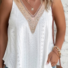 White Plus Size Guipure V Neck Eyelet Lace Tank Top