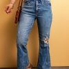 Light Blue Distressed Flare Leg Jeans