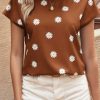 Lightweight And Versatile: Women's Short Sleeve Floral Top In Chestnut