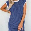 Sail Blue Rib Textured Cap Sleeve T-Shirt Dress