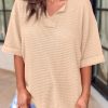 Breathable And Stylish Women's Short Sleeve Top In Parchment Color