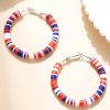 Fiery Red Patriotic Multicolored Bead Hoop Earrings