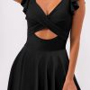 Boho Style High Waist Swimdress With Criss Cross Silhouette