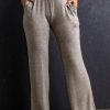 Light Grey Elastic Waist Pocketed Loose Straight Pants