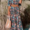 Flowy Sleeve Long Dress For Summer Fashion In Sky Blue Floral