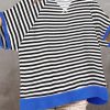 Black Stripe Contrast Ribbed Patchwork Oversize T Shirt