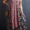 Chic And Casual Pink Floral Summer Sundress With Spaghetti Straps