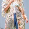 Green Floral Mixed Print Open Front Plus Kimono