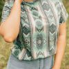 Green Retro Aztec Print Plus Size T-shirt