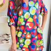 Green Abstract Printed Collared Neck Half Sleeve Shift Dress