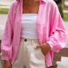 Relaxed Fit Solid Color Shirt With Cute Puff Sleeves - Perfect For Spring And Summer