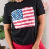 Comfortable And Bold American Flag Design Crew Neck T-Shirt For Women