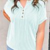 Iceland Blue Plus Size Textured Henley T Shirt