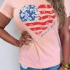 Comfortable And Casual Pink Graphic T-Shirt - Show American Pride