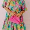 Casual High-Waisted Short Sleeve Shirt Dress With Tiered Ruffles For Plus Size Women