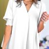 Casual Yet Stylish Solid White Blouse With Shift Silhouette