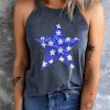 Blue Sequin Star Graphic Shift Tank Top