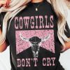 Comfortable And Bold Western-Inspired Graphic Tee - Black COWGIRL DONT CRY Short Sleeve