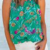 Stylish Sleeveless Tank With Floral Pattern And Halter Neck Design