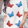 Elevate Your Style With This Glamorous Sequined T-Shirt - White Butterfly Print