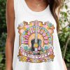 White Flower Guitar Print Waffle Knit Tank Top