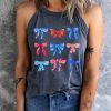 Blue American Flag Bow Knot Print Shift Tank Top