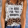 Leopard Leopard COWBOYS Slogan Print Bleached Tank Top