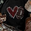 Black Rhinestone Rugby Heart Shape Graphic Crewneck T Shirt