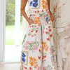 White Square Neck Tank And Wide Leg Pants Floral Set