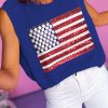 Bluing Sparkling American Flag Knitted Vest