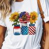 Casual Comfort With A Touch Of Patriotism - White American Flag Tee