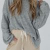 Medium Grey Side Split Drop Shoulder Oversized Top