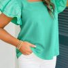 Mint Green Flutter Sleeve Square Neck Top