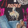 Black RODEO Cowboy Graphic Crewneck T Shirt