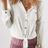 Casual And Comfortable White Shirt With Roll-Up Sleeves For Daily Wear