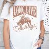 White LONG LIVE Cowboy Graphic Crewneck T Shirt