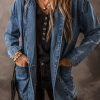 Stylish Women's Outerwear: Solid Color Denim Jacket With Functional Pockets