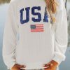 Stay Cozy And Patriotic With This Long Sleeve Flag Graphic Sweatshirt